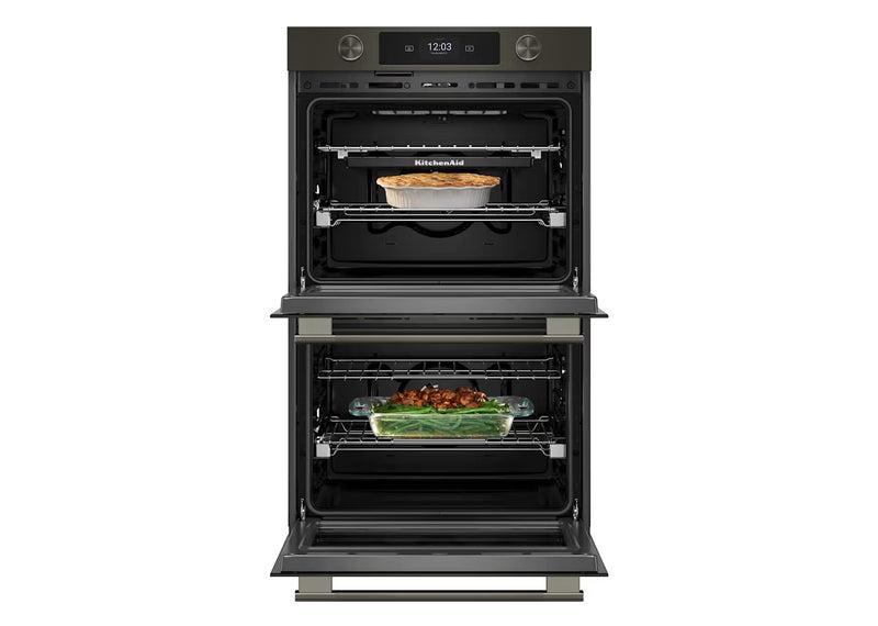 KitchenAid 30\" Smart Electric Double Wall Oven with Intelligent Cooking Camera - Black Ore - KOED930SBE