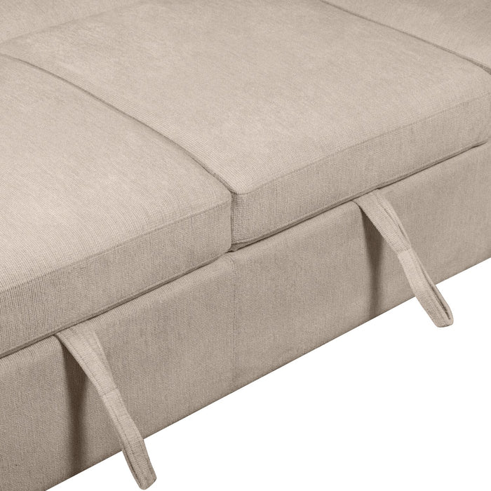 Envy 2-Piece Right-Facing Chenille Fabric Sleeper Sectional with Storage Chaise - Almond Beige