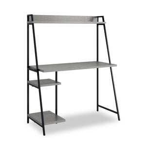 James 43” Office Desk with Hutch and Shelves - Grey