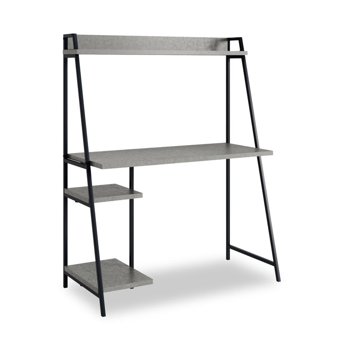 James 43” Office Desk with Hutch and Shelves - Grey