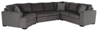 Legend 4-Piece Left-Facing Chenille Cuddler Sleeper Sectional - Pewter 