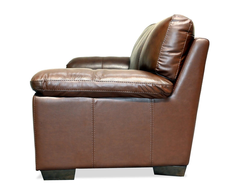 Classico 71\" Genuine Leather Loveseat with Wood Legs – Tobacco