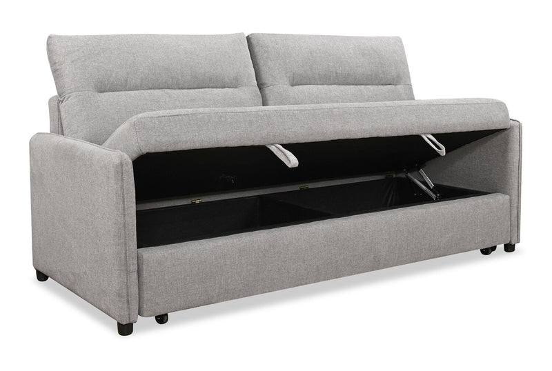 Shadow 82.5\" Linen-Look Fabric Sleeper Sofa with Storage and Two Armrest Pillows - Grey
