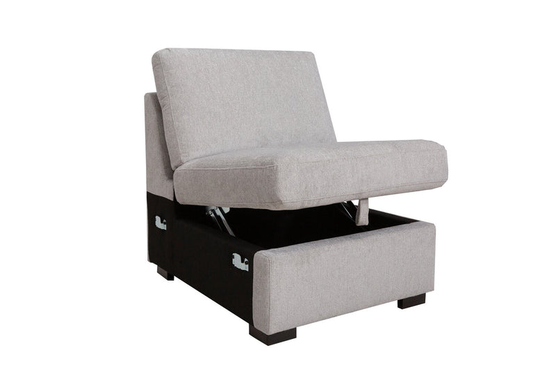 Vault 3-Piece Right-Facing Sectional with Storage Chaise and Two Storage Chairs - Grey