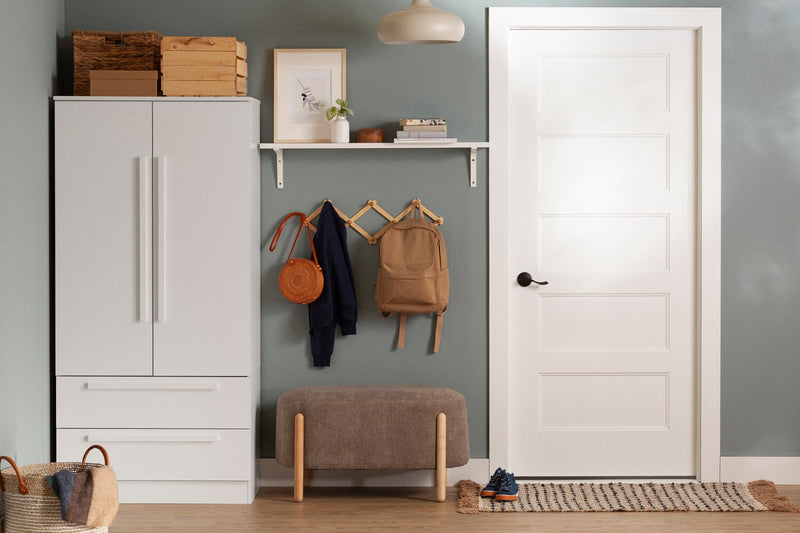 Alex Bedroom 2-Drawer Chest with Storage Cabinet, 33\"W x 68.5\"H - White