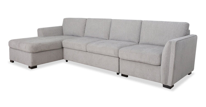 Vault 3-Piece Left-Facing Sectional with Sofa Bed Loveseat, Storage Chaise and Storage Chair - Grey