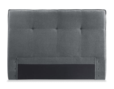 Amos Upholstered Headboard in Charcoal Fabric, Tufted - Queen Size | Tête de lit rembourrée Amos en tissu anthracite capitonné - format grand lit
