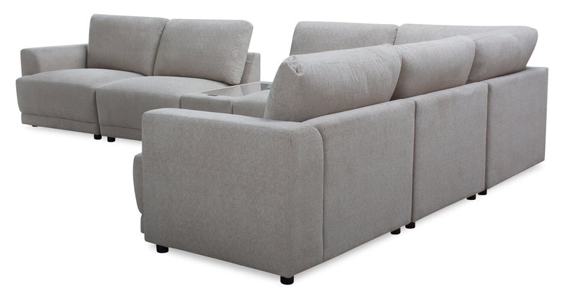 Voyage Modular 7-Piece Fabric Sectional with Console and Removable Back Cushions – Taupe