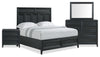 Casa 6pc Bedroom Set with Bed, Dresser, Mirror & Nightstand, Black - Queen Size