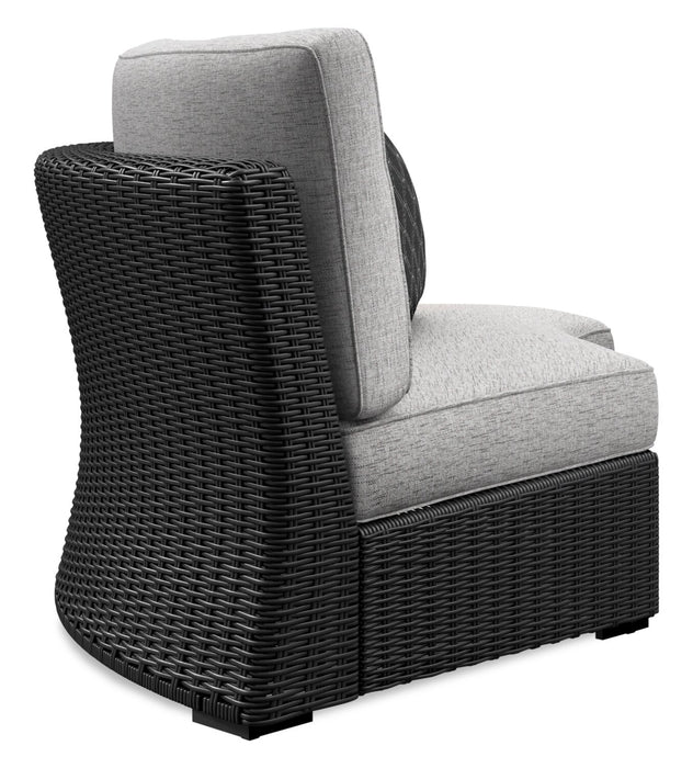 Jasper Outdoor Patio Corner Chair - Resin Wicker, Nuvella Fabric, UV & Weather Resistant - Grey/Black