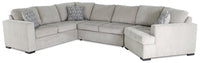 Legend 3-Piece Right-Facing Chenille Cuddler Sleeper Sectional - Platinum  