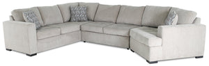 Legend 3-Piece Right-Facing Chenille Cuddler Sleeper Sectional - Platinum 