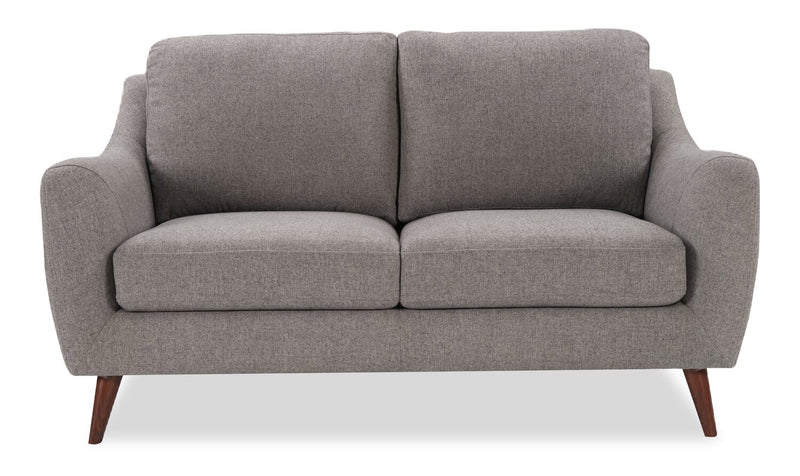 Ivy 59.5\" Fabric Loveseat with Removable Back Cushions- Grey