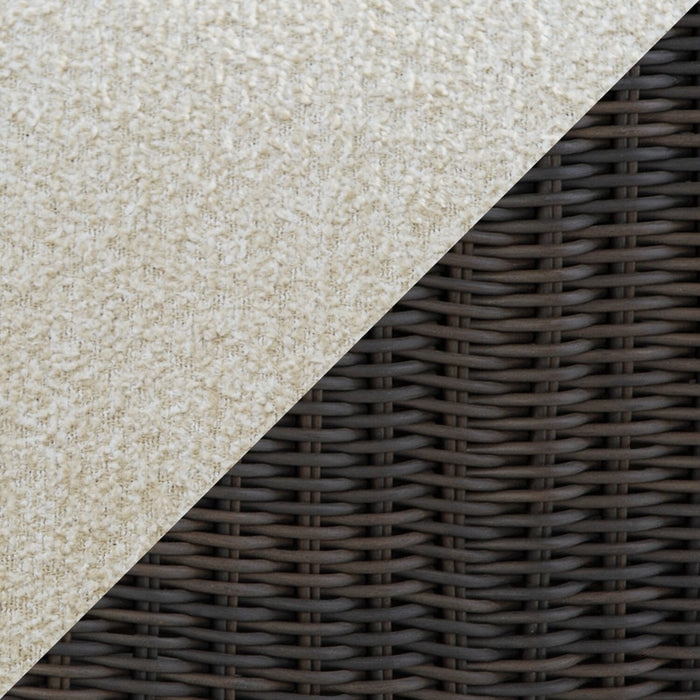Halifax Outdoor Patio Armless Chair - Resin Wicker, Nuvella Fabric, UV & Weather Resistant - Beige/Brown
