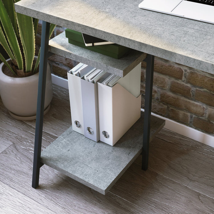 James 43” Office Desk with Hutch and Shelves - Grey