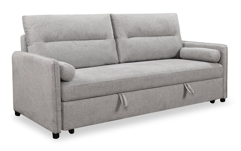 Shadow 82.5\" Linen-Look Fabric Sleeper Sofa with Storage and Two Armrest Pillows - Grey