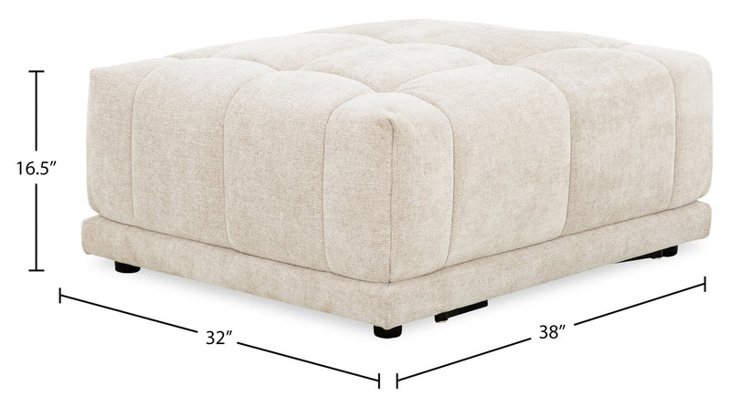 Oaklyn Modular 38\" Fabric Ottoman with Tufted Seat Cushion – Beige
