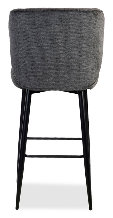 Sara Counter-Height Stool with Velvet-Like Fabric, 26\"H, Metal – Grey