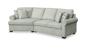 Scott Living Haven 2-Piece Left-Facing Chenille Fabric Cuddler Sectional - Seafoam Blue