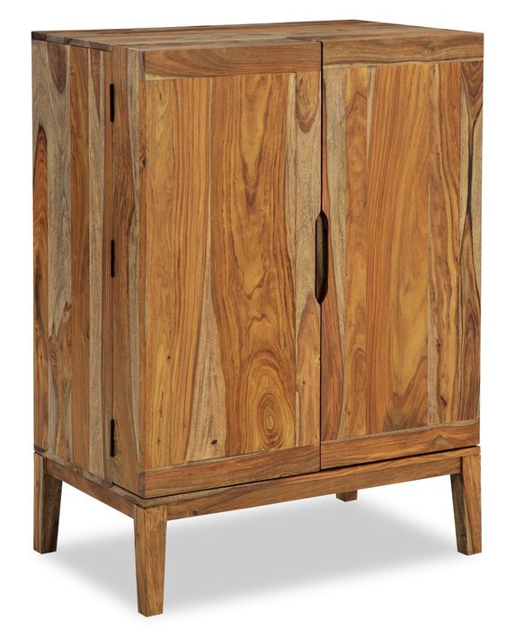 Indie Dining Server with Storage & Built-In Wine Rack, 32\"W - Distressed Brown