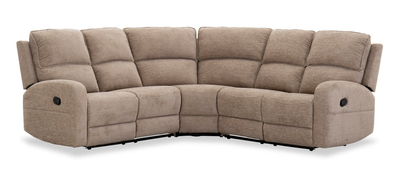 Bodie 111.02\" 3-Piece Chenille Fabric Manual Reclining Sectional – Beige  