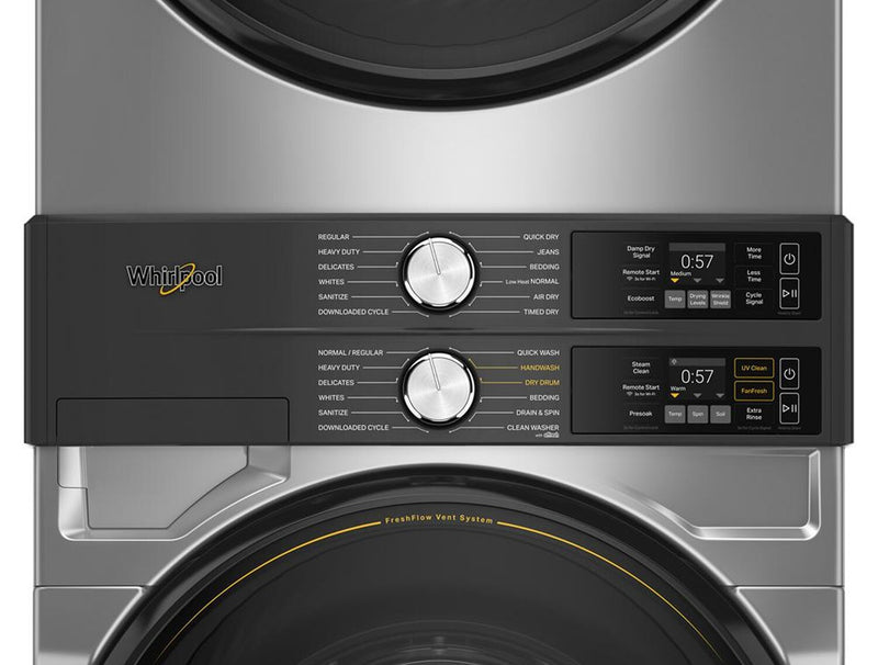 Whirlpool Front-Load Laundry Tower with 5.2 Cu. Ft. Washer and 7.4 Cu. Ft. Electric Dryer - Silver - YWEF5727TR