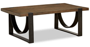 Brewer 50” Industrial Solid Wood Coffee Table - Rustic Honey