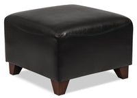 Zello Faux Leather Ottoman - Black 