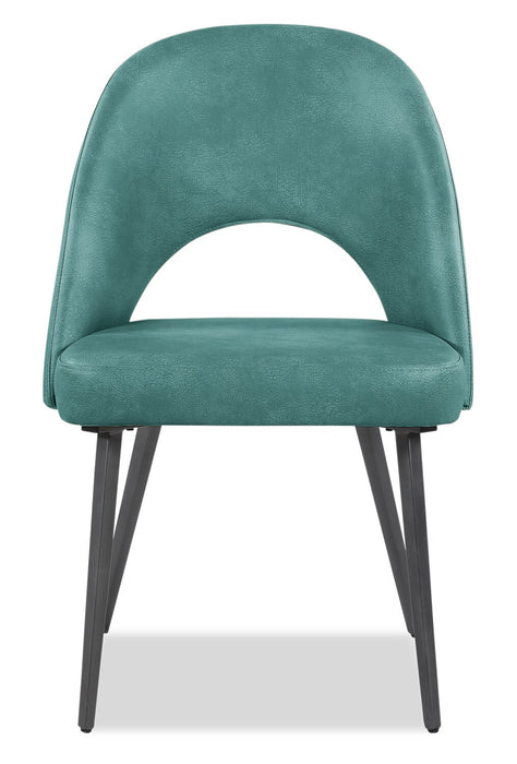 Joss 7pc Dining Set with Table & 6 Bay Chairs, 63-86.5\"W Butterfly Extension, Metal – Aqua