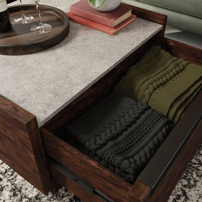 Benson 31” Modern Coffee Table with Storage - Dark Brown and Grey