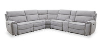 Cindy Crawford Home Newport 6-Piece Grey Faux Suede Sectional with Power Reclining, Power Headrests and USB Port 