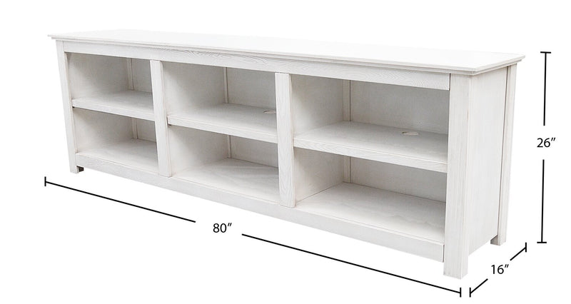 Stanley 80\" Pine TV Stand with Storage & Cable Management for TVs up to 90\"- Almond
