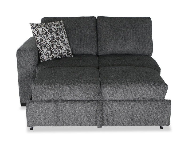 Made in Canada Legend 2-Piece Right-Facing Chenille Fabric Cuddler Sleeper Sectional - Pepper Grey