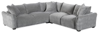 Reflect 3-Piece Chenille Fabric Sectional with Reversible Back Cushions and Wood Legs - Grey 