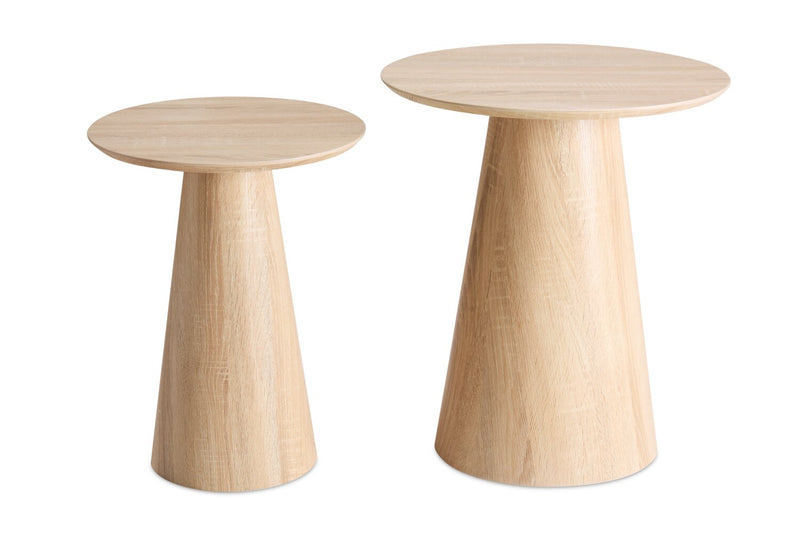 Sloane 2-Piece Round Accent Table – Weathered White 