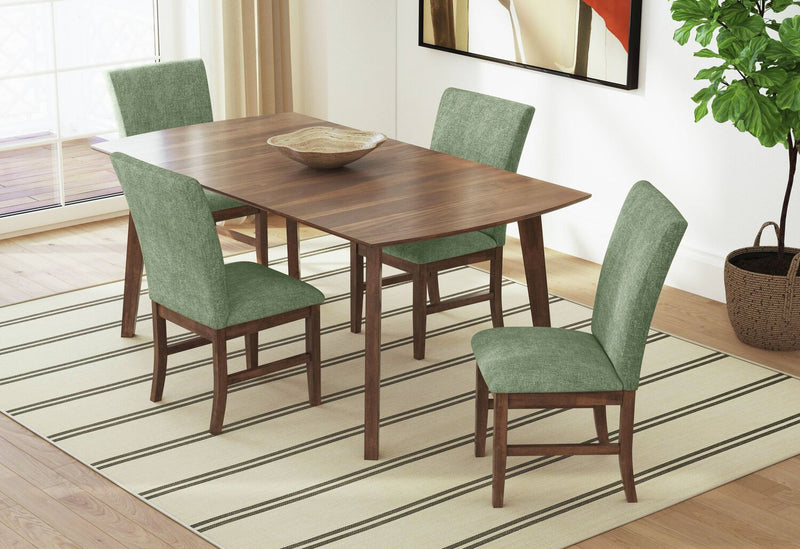 Rain 5pc Dining Set with Table & 4 Green Chairs, 72\"W - Green/Brown