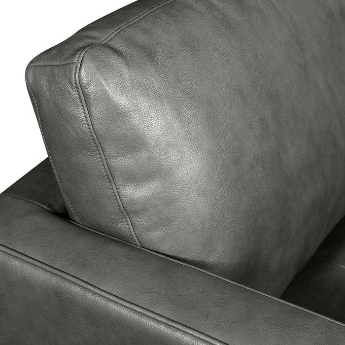 Edge 70\" Genuine Leather Loveseat with Wood Legs and Removable Back Cushions - Grey