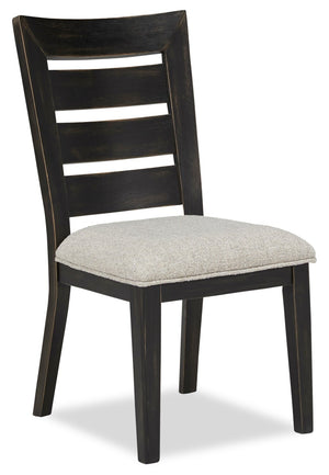 Logan Dining Chair with Polyester Fabric, Ladder-Back - Black