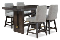 Metro Counter Height 5pc Dining Set with Table & 4 Chairs, Built-in Wine Rack, 66