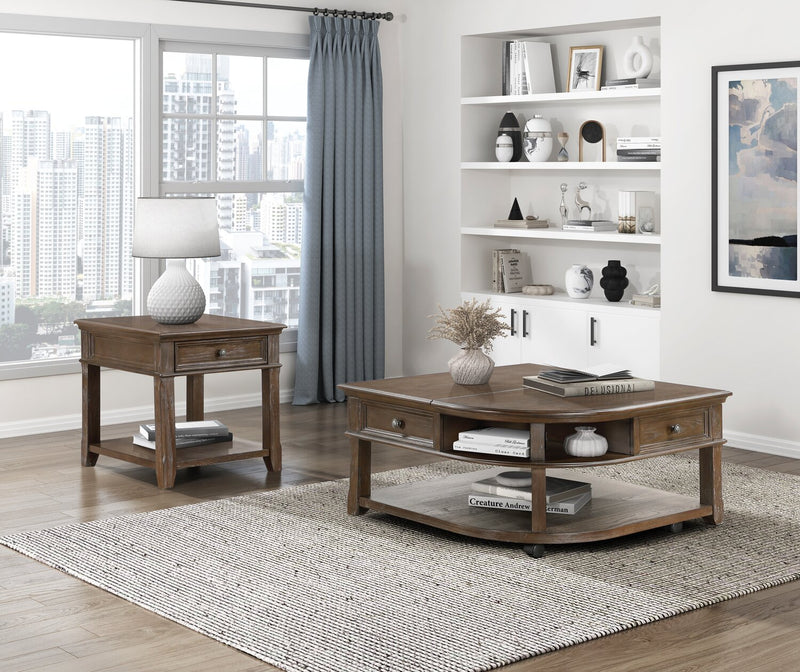 Weston 24” Traditional End Table with Storage and USB Port - Brown Elm