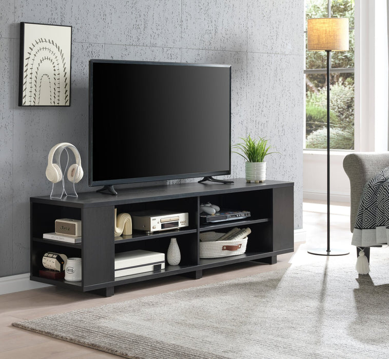 Duke 62” TV Stand with Shelves and Cable Management for TVs up to 70” - Black