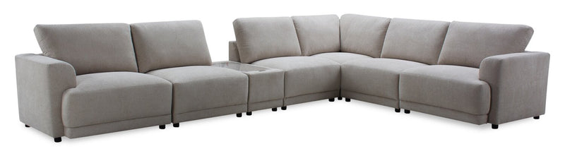 Voyage Modular 7-Piece Fabric Sectional with Console and Removable Back Cushions – Taupe