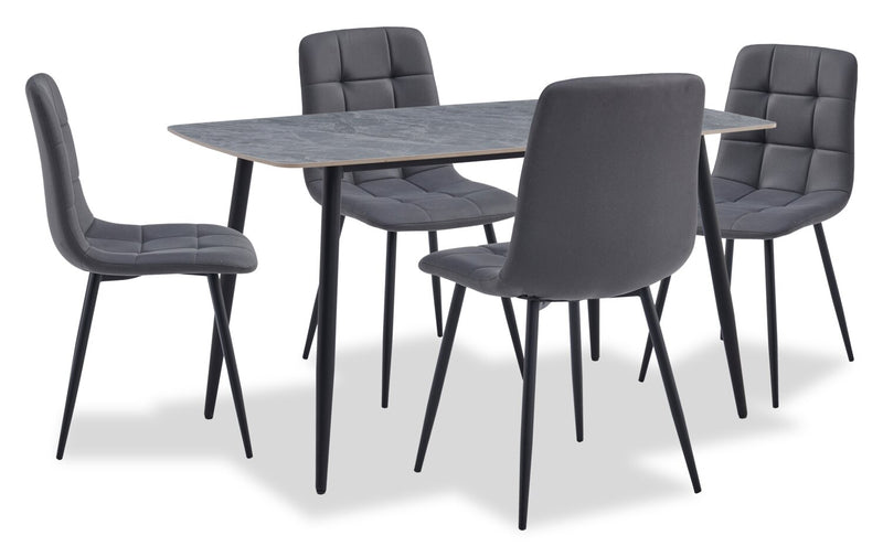 Arlo Dining Chair with Cushion Fabric Tufted Seat & Back, Metal – Charcoal