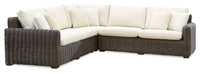 Halifax 3-Piece Outdoor Patio Set with 2 Loveseats & Corner Chair, UV & Weather Resistant - Beige/Brown 