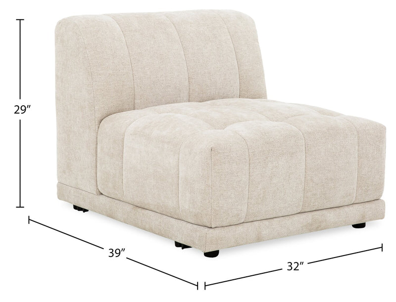 Oaklyn Modular 32\" Fabric Armless Chair with Tufted Seat Cushion – Beige