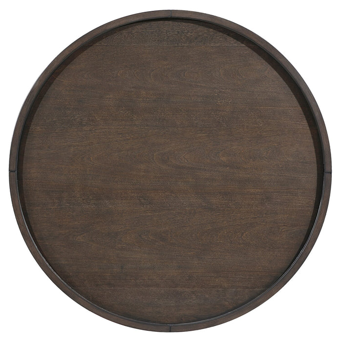 Neeva 36\" Modern Round Coffee Table - Dark Brown Birch