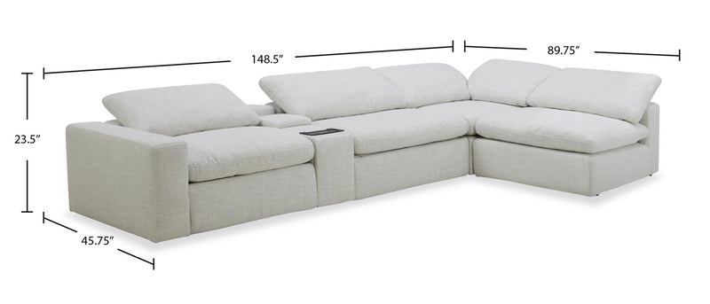 Sky Modular 5-piece Fabric Power Sectional – Nathan Wheat 