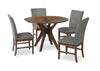 Rain 5pc Dining Set with Table & 4 Grey Chairs, 45\"W Round - Grey/Brown
