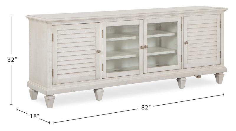 Baron 82” Rustic Pine TV Stand with Storage and Cable Management for TVs up to 90” - Alabaster