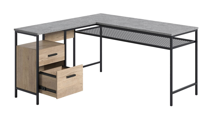 Bradley 55.91\" L-Shaped Office Desk with Cabinet – Prime Oak